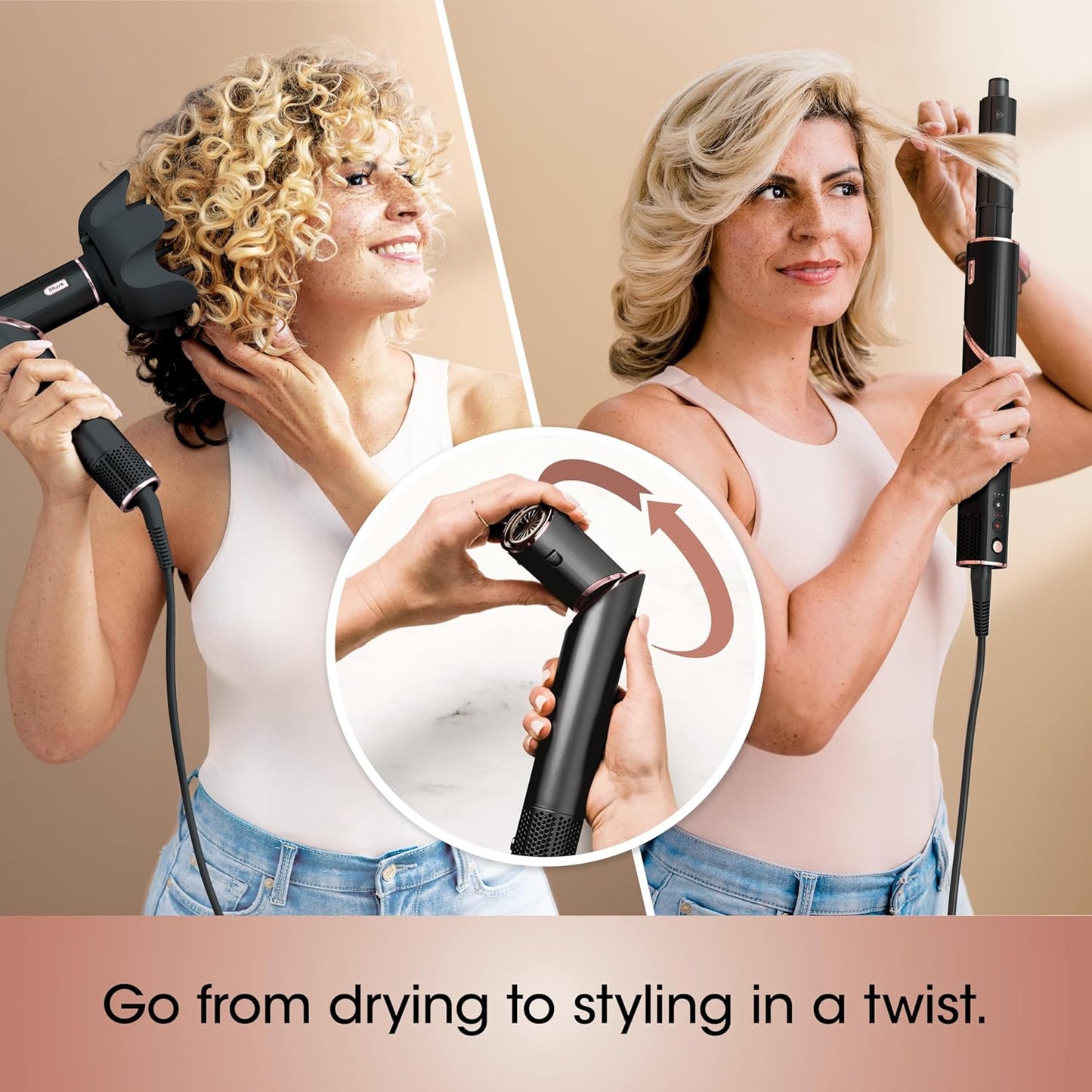 Shark Hair Dryer | Portable & Powerful  6 Styling Tools | Best for All Hair Types | Black |