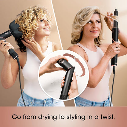 Shark Hair Dryer | Portable & Powerful  6 Styling Tools | Best for All Hair Types | Black |