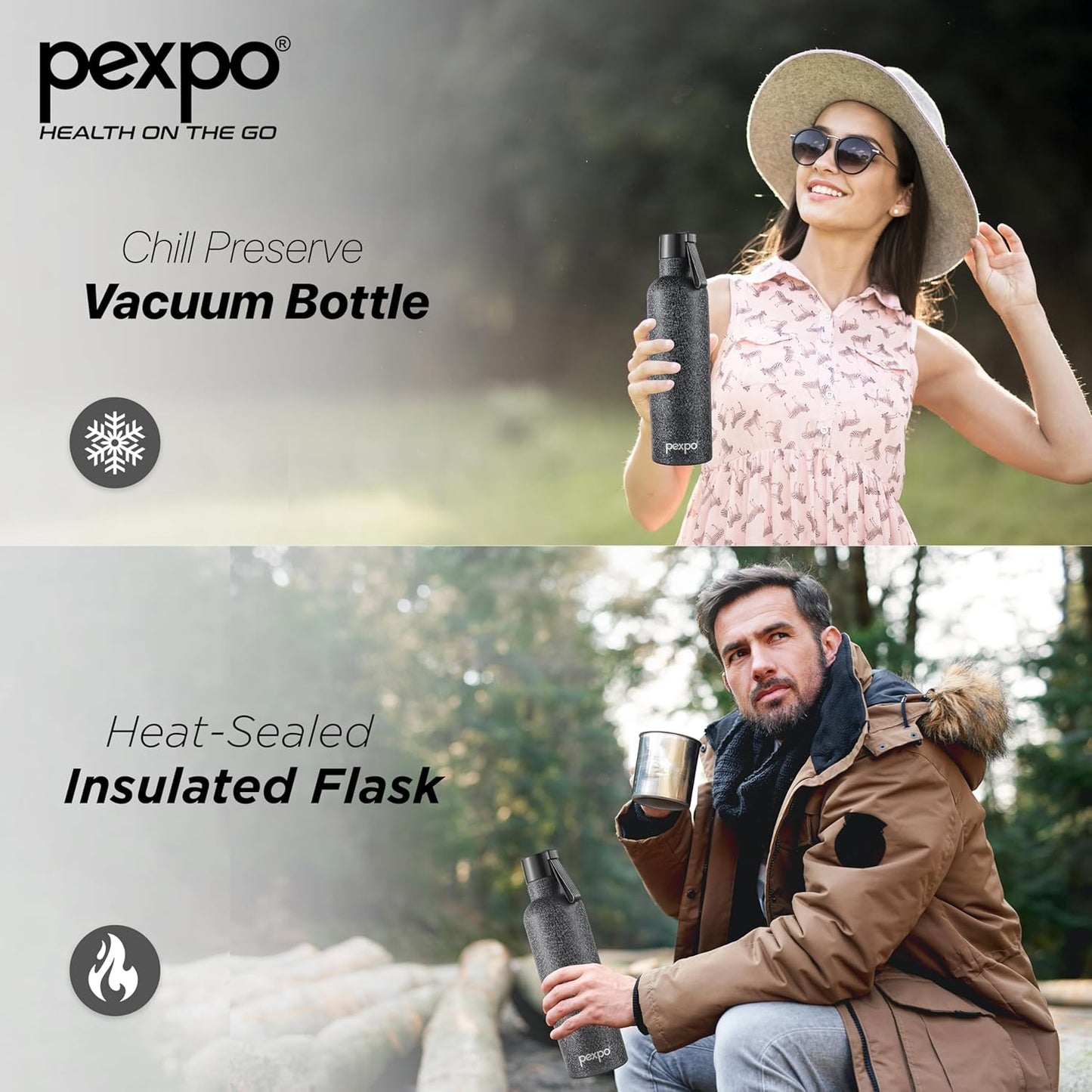 Pexpo Oslo Stainless Steel Water Bottle | 1 Ltr | Leak Proof |