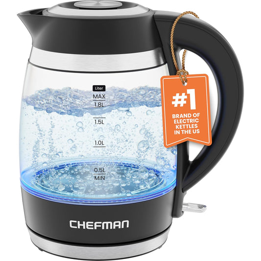 Chefman Electric Kettle | 1.8L | 1500W | Fast Boil Hot Water Kettle |