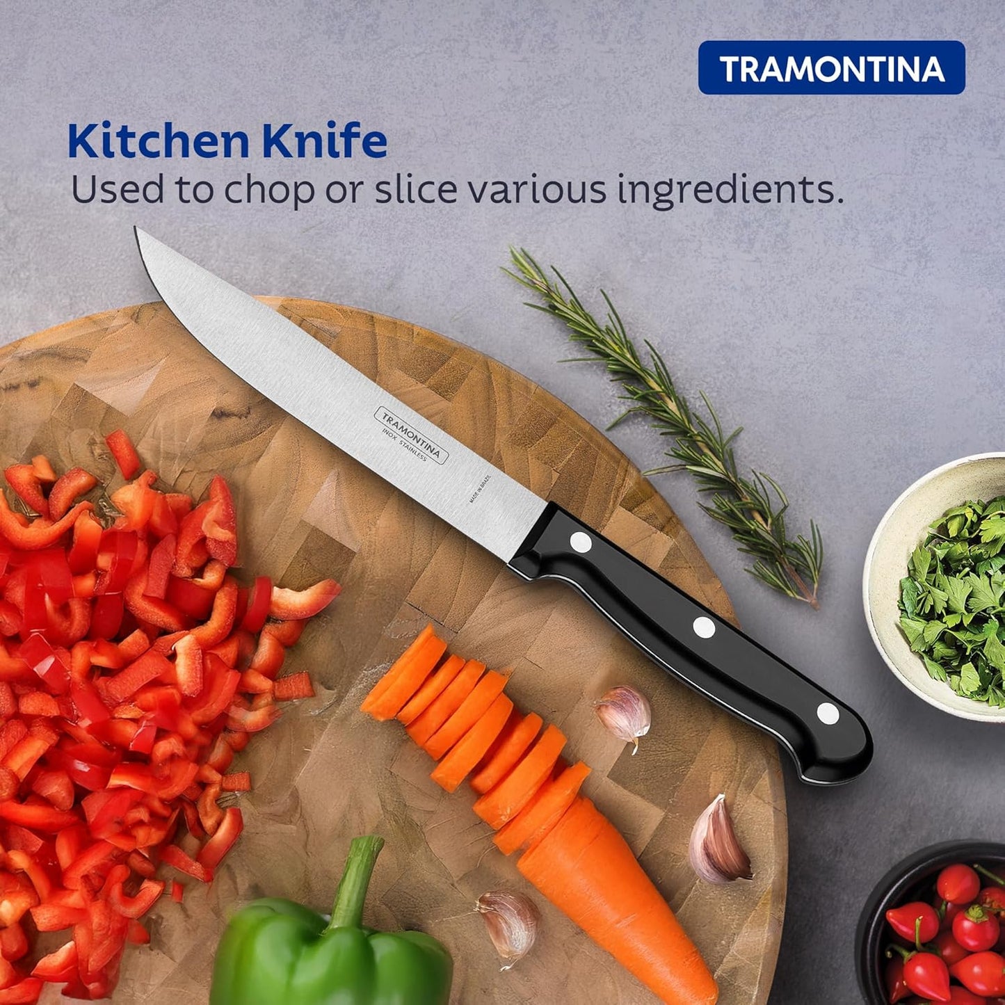 Tramontina Ultracorte Knife Set | 3-Piece Stainless Steel Kitchen Knife Set | Antimicrobial Handles | Dishwasher Safe | 5-Year Warranty |