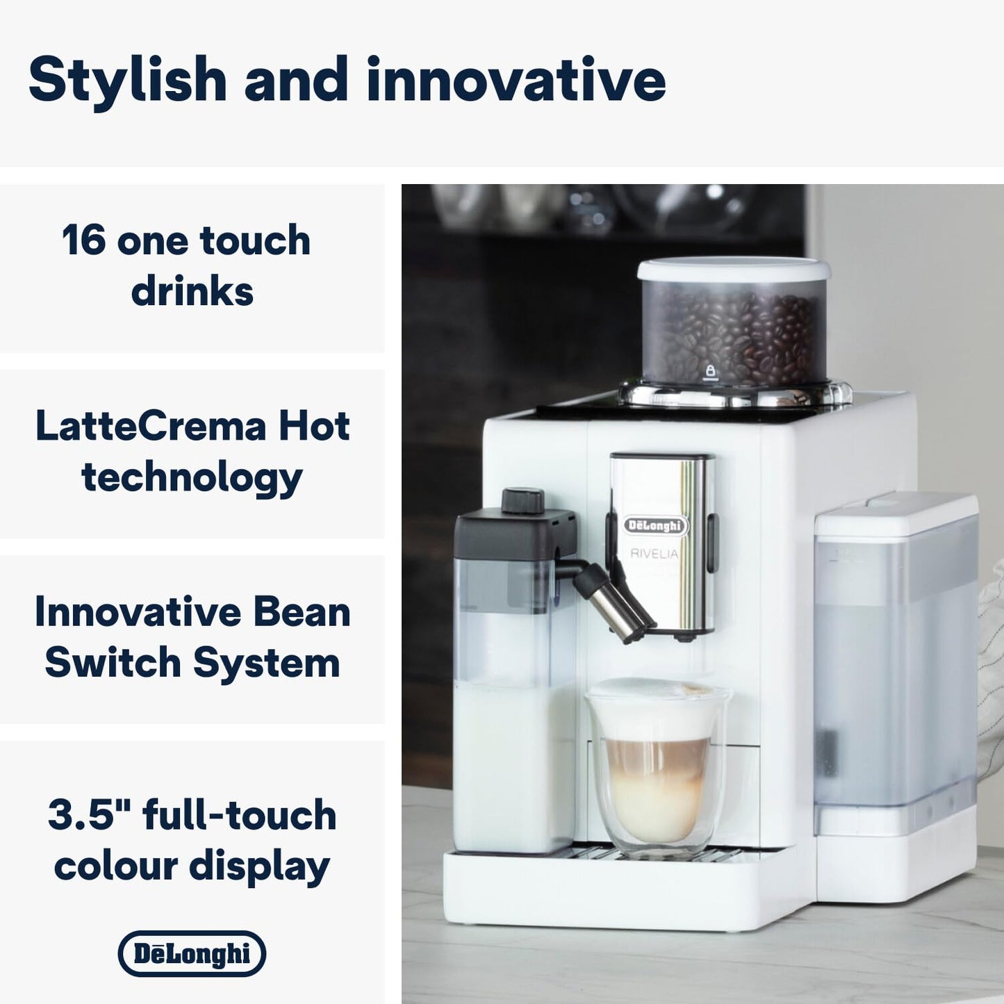 Delonghi Rivelia Coffee Machine | White | Fully Automatic