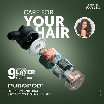 Symphony Soul Geyser with Puropod Filter | Hair Fall Control Geyser | White |