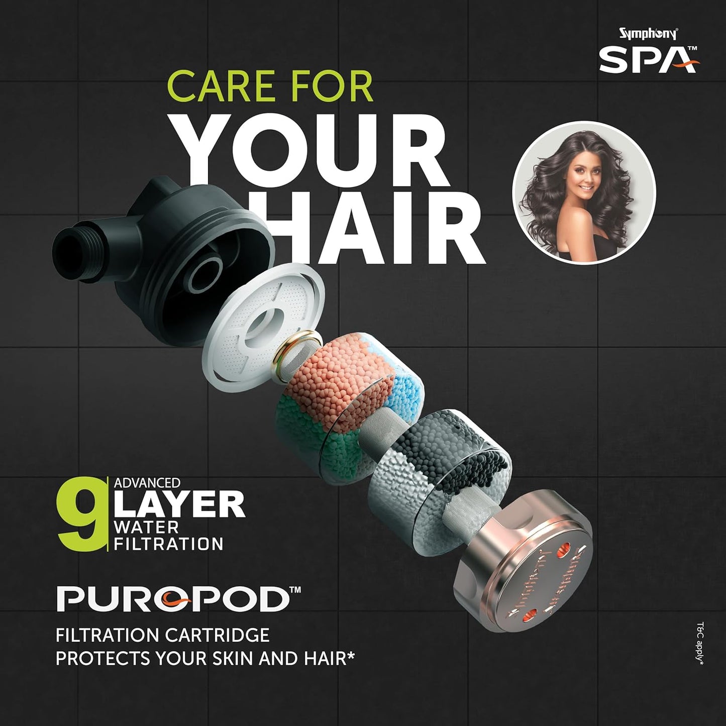 Symphony SPA Geyser with PUROPOD Filter | White | Hairfall Control Smart Geyser