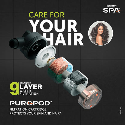 Symphony SPA Geyser with PUROPOD Filter | White | Hairfall Control Smart Geyser