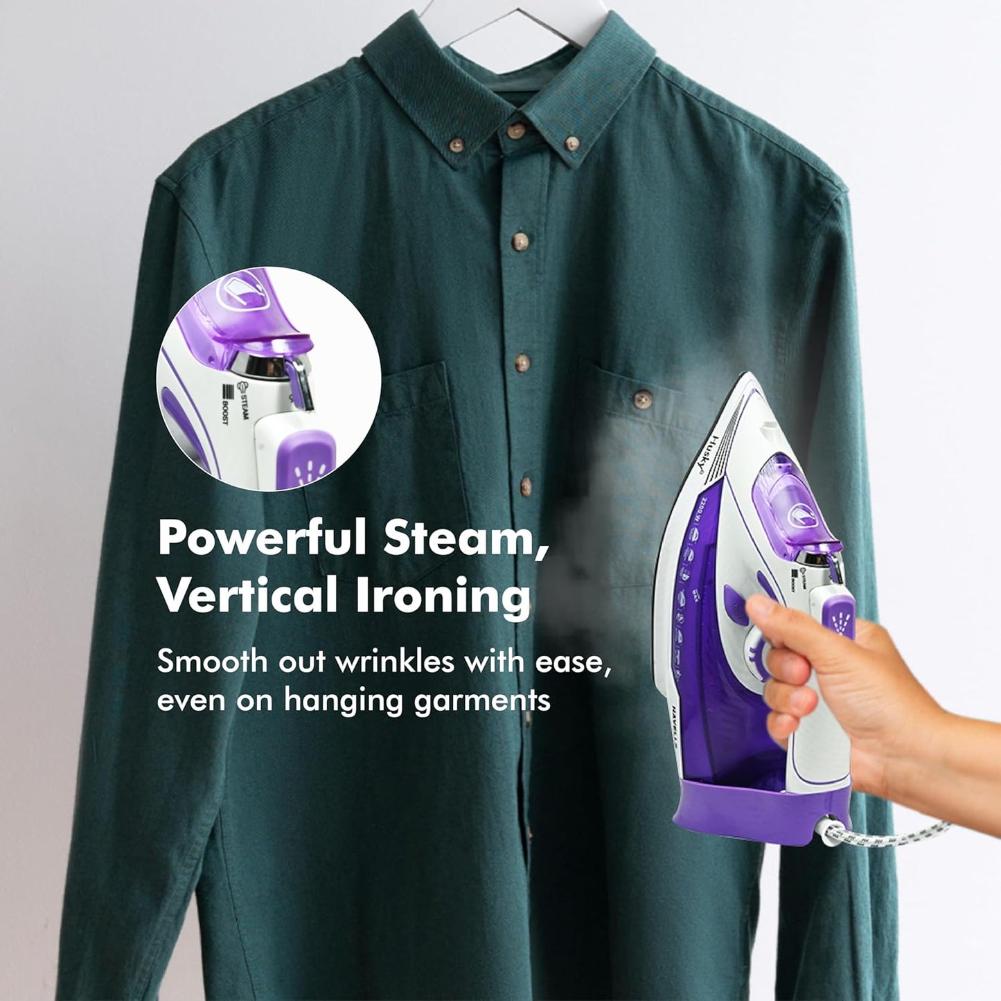HAVELLS Husky | 2200 W | Steam Iron | Purple | Auto Shut Off |