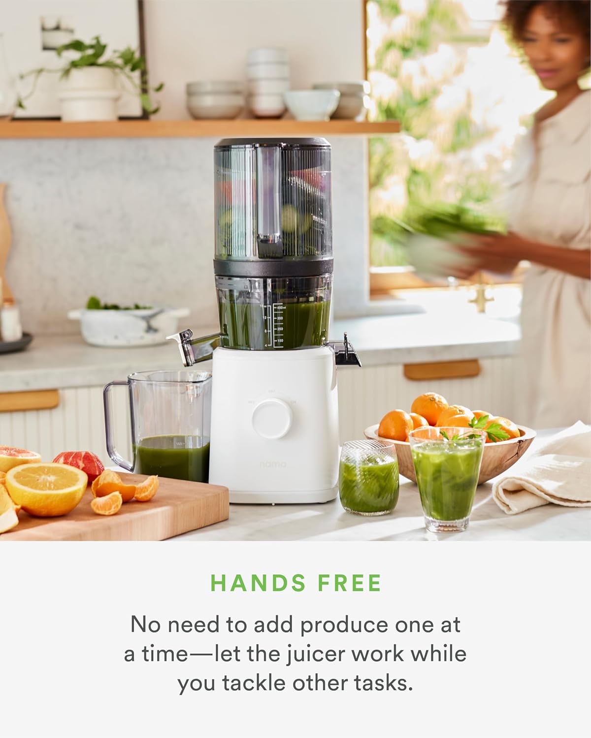 Nama J2 Cold Press Juicer | Self-feeding hopper | 200W | White |Easy Cleanup & Assembly |