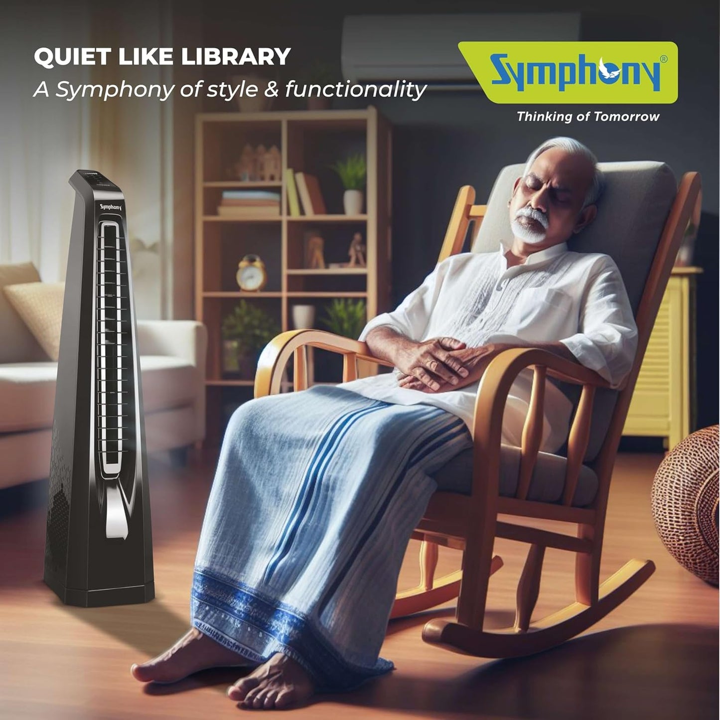 Symphony Surround BLDC | Black | Touchscreen l Panel | Remote Control