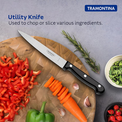 Tramontina Ultracorte Utility Knife | 5.9 Inch Stainless Steel Blade | Multipurpose Kitchen Knife | Antimicrobial Handle | Dishwasher Safe | 5-Year Warranty |