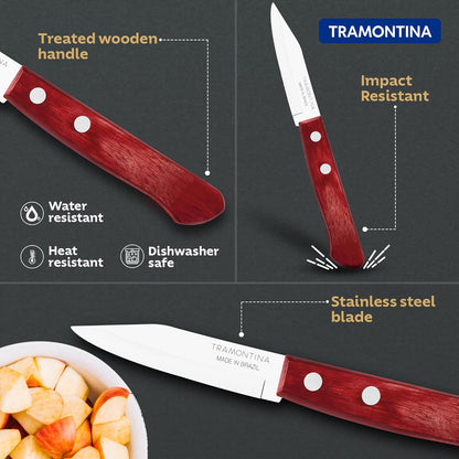 Tramontina Polywood Stainless Steel Vegetable and Fruits Knife | Wooden Handle | 5 Year Warranty