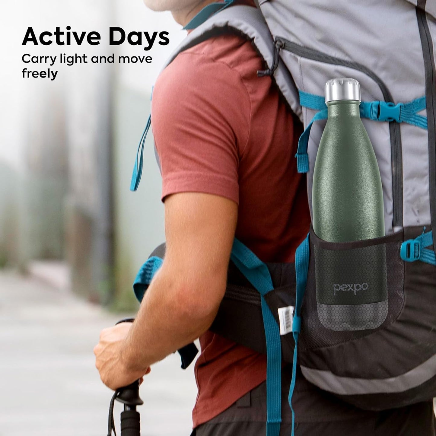 Pexpo Electro 1750ml Water Bottle | Hot & Cold Flask with Jute Bag | Military Green |