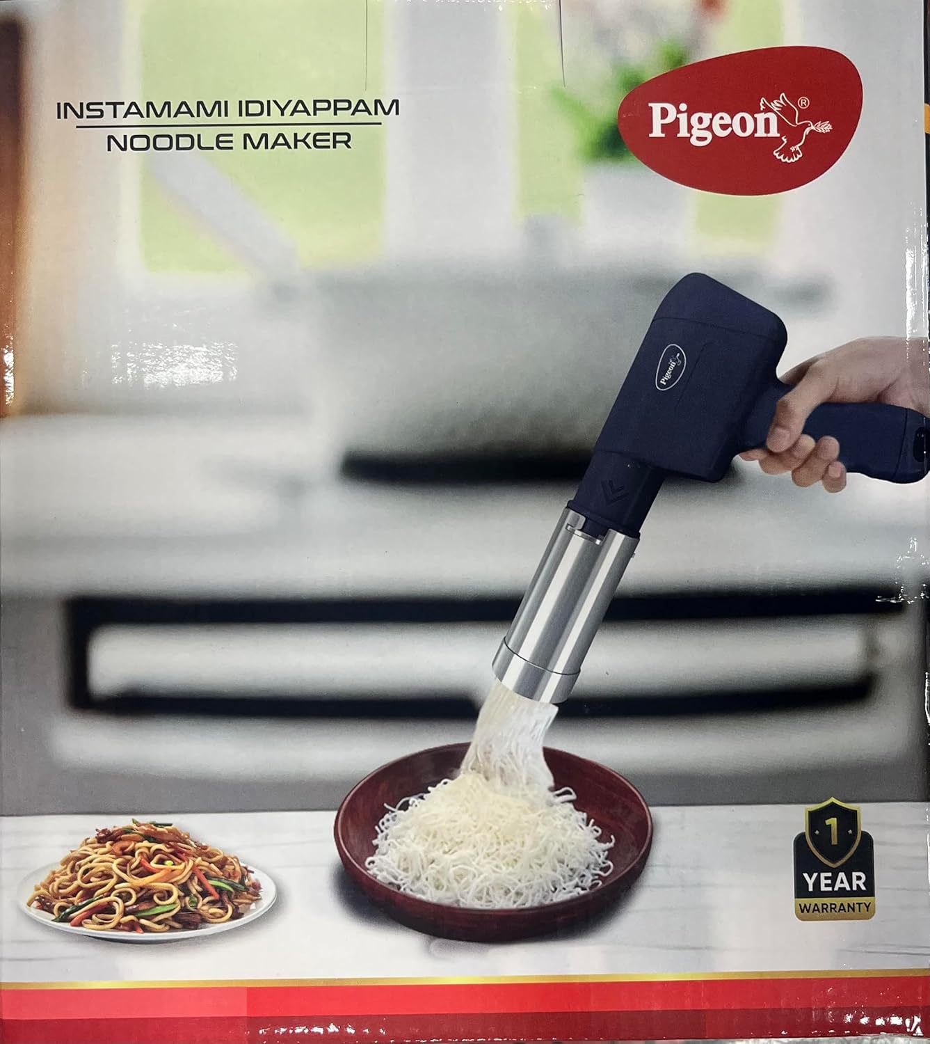 Pigeon Electric Rechargeable Idiyappam and Noodle Maker | Pasta Machine | 7 Molds |