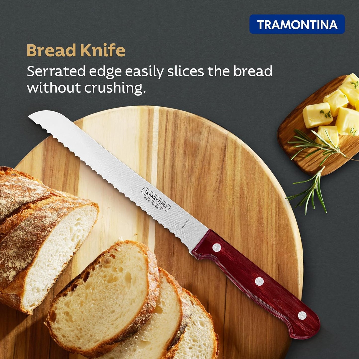 Tramontina Polywood Bread Knife | Knife for Bread & Sandwiches | 5 Years Warranty | Heat Resistant |