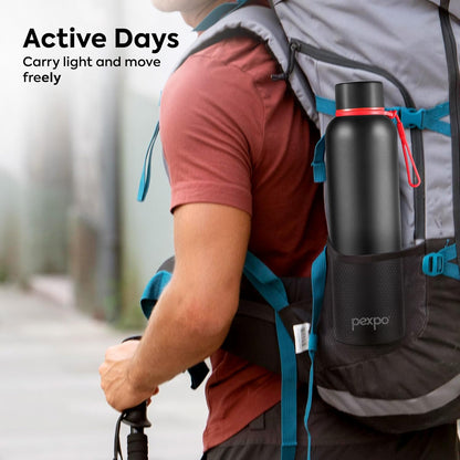 Pexpo Water Bottle | 700ml | Wide Mouth | Knight Black |