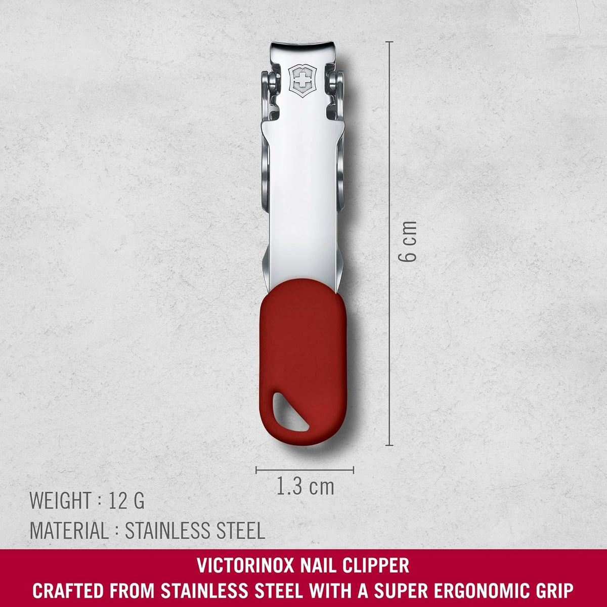 Victorinox Swiss Army Knife | Nail Clipper for Expert Nailcare | On the Go Mini Manicure Tool | Red | 60 mm
