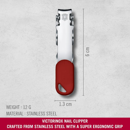 Victorinox Swiss Army Knife | Nail Clipper for Expert Nailcare | On the Go Mini Manicure Tool | Red | 60 mm