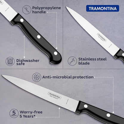 Tramontina Ultracorte Utility Knife | 5.9 Inch Stainless Steel Blade | Multipurpose Kitchen Knife | Antimicrobial Handle | Dishwasher Safe | 5-Year Warranty |