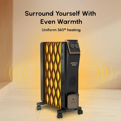Havells 9 Fin Hestio Wave Fin OFR (Oil Filled Radiator) | Room Heater | 2400 W | 3 Heat Settings