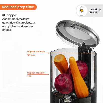 Atomberg Althea Cold Press Juicer | High Nutrition | XL Hopper | Auto Reverse | 40 RPM | Black |