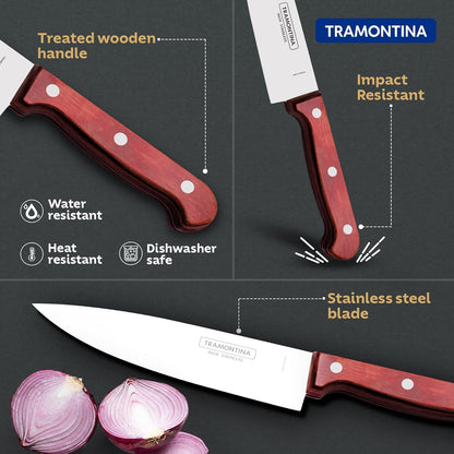 Tramontina Polywood Chef Knife | Stainless Steel Blade | Professional Knife | 5 Year Warranty |