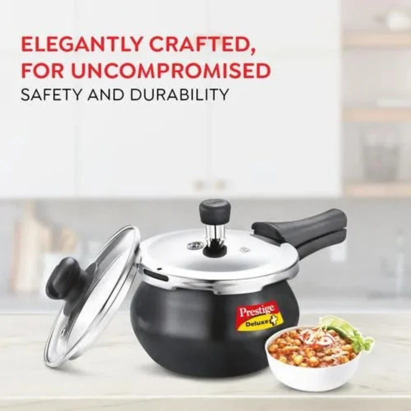 Prestige Duo + Hard Anodised Pressure Cooker | 3 Litre | 1 Stainless Steel Lid + Glass Lid |