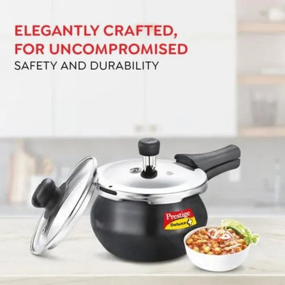 Prestige Duo + Hard Anodised Pressure Cooker | 3 Litre | 1 Stainless Steel Lid + Glass Lid |