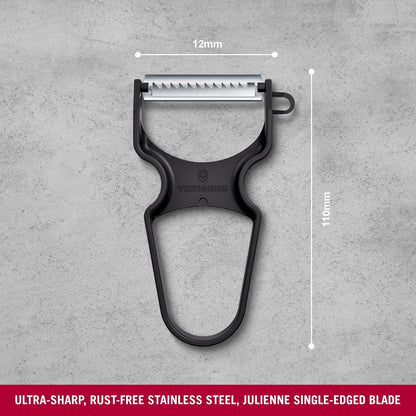 Victorinox Multipurpose Rapid Peeler Scrapper | Julienne Edge | Black | Swiss Made |