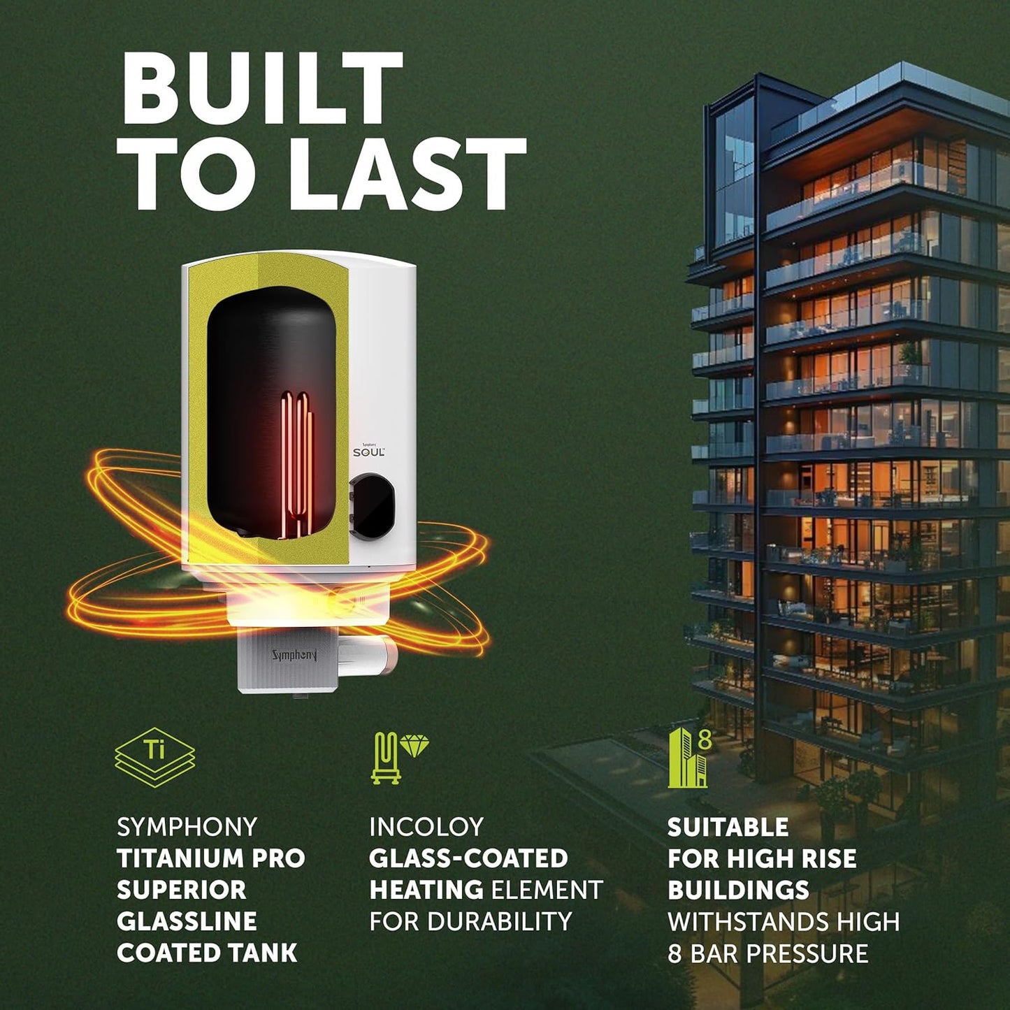 Symphony Soul Geyser with Puropod Filter | Hair Fall Control Geyser | White |