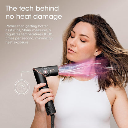 Shark Hair Dryer | Portable & Powerful  6 Styling Tools | Best for All Hair Types | Black |