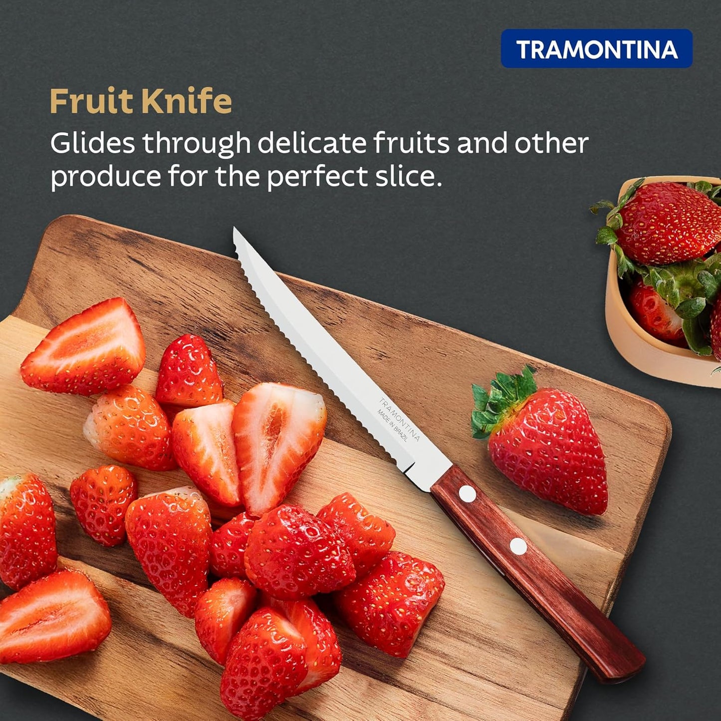 Tramontina Polywood Fruit Steak Knife | Kitchen Knife for Fruits | Heat Resistant | 5 Year Warranty |