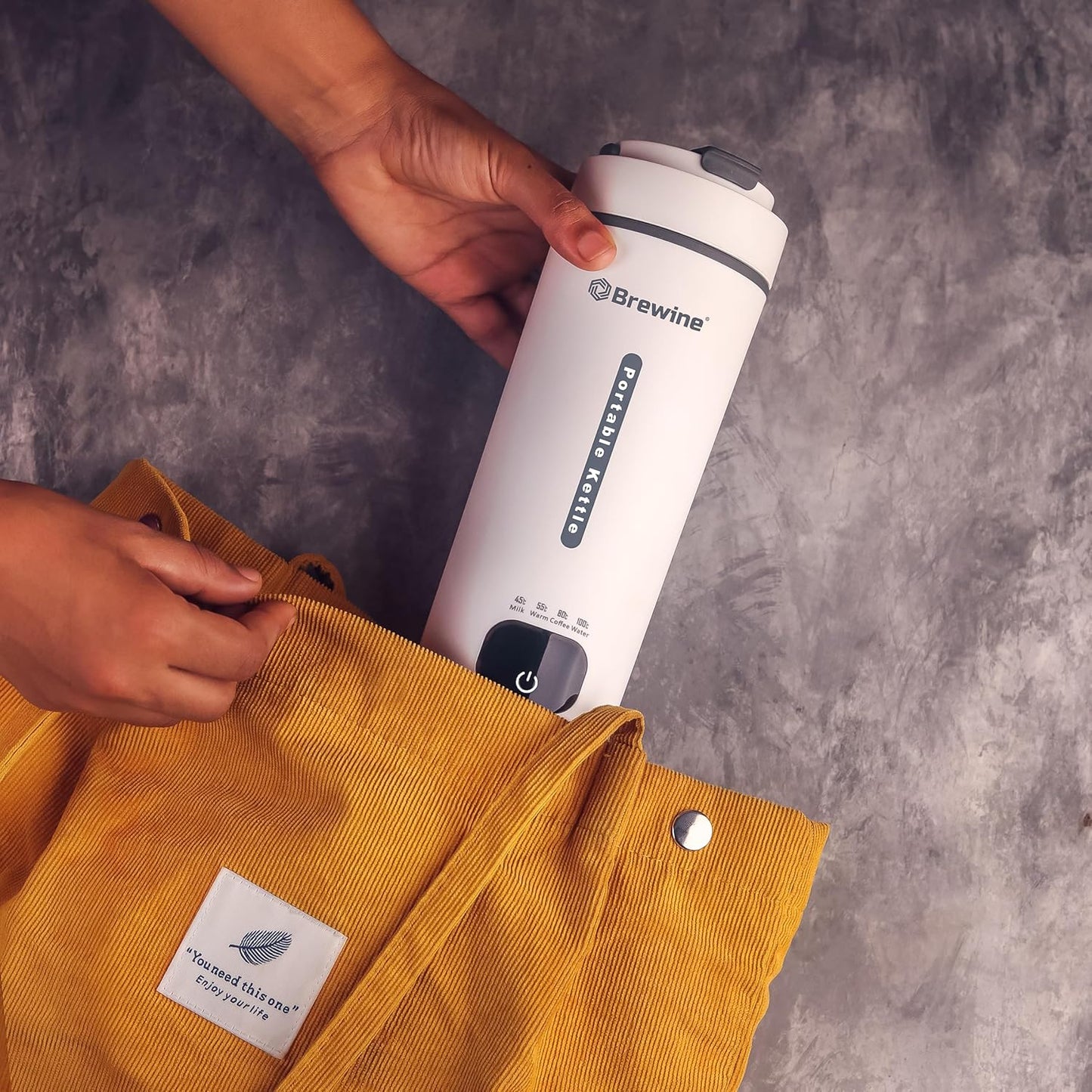 Brewine Portable Kettle | 400 ml | White | Multi-Temp-Setting | Digital Display | 300W |