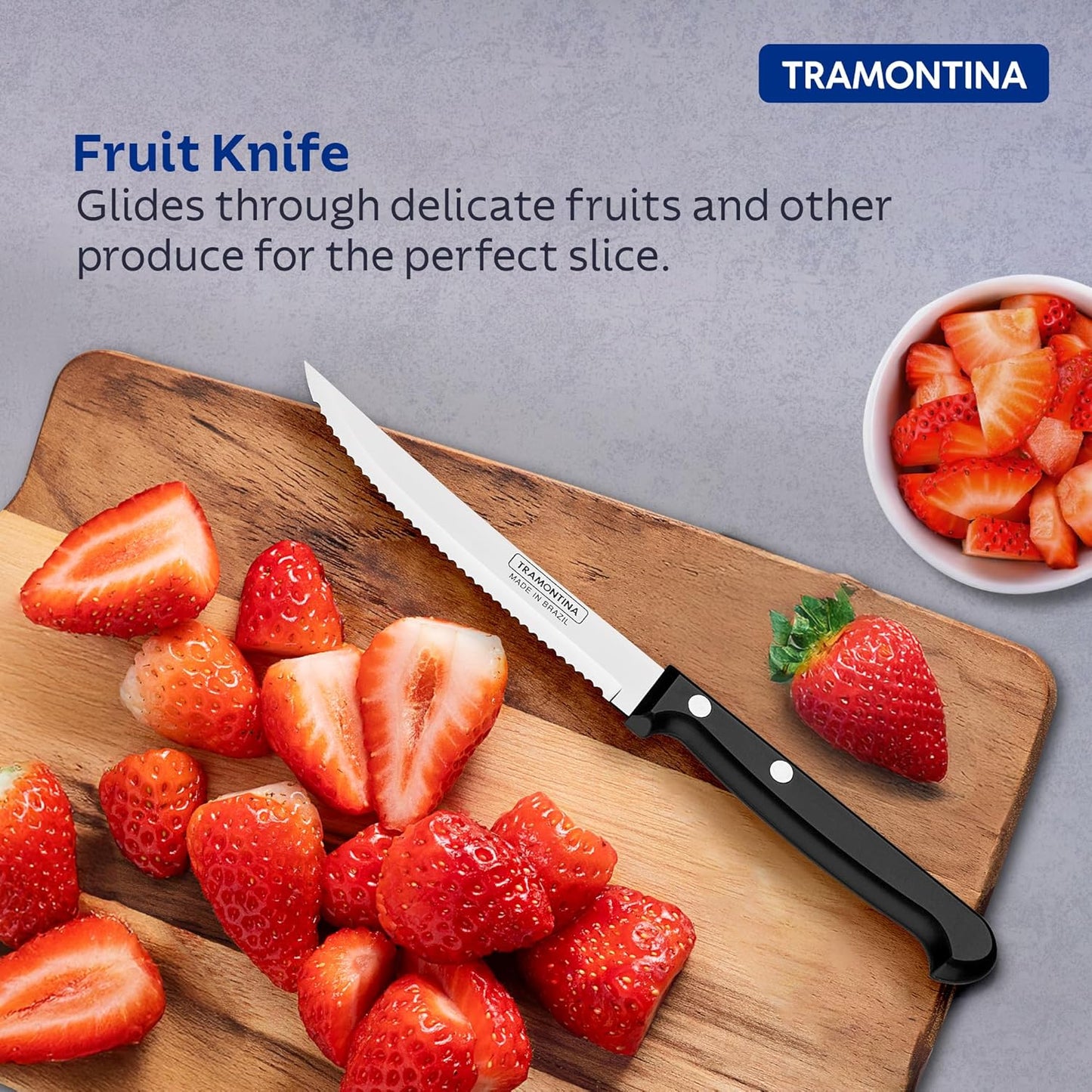 Tramontina Ultracorte Knife Set | 3-Piece Stainless Steel Kitchen Knife Set | Antimicrobial Handles | Dishwasher Safe | 5-Year Warranty |