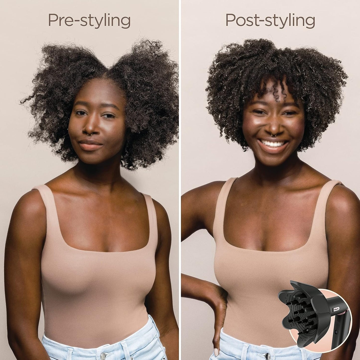 Shark Hair Dryer | Portable & Powerful  6 Styling Tools | Best for All Hair Types | Black |