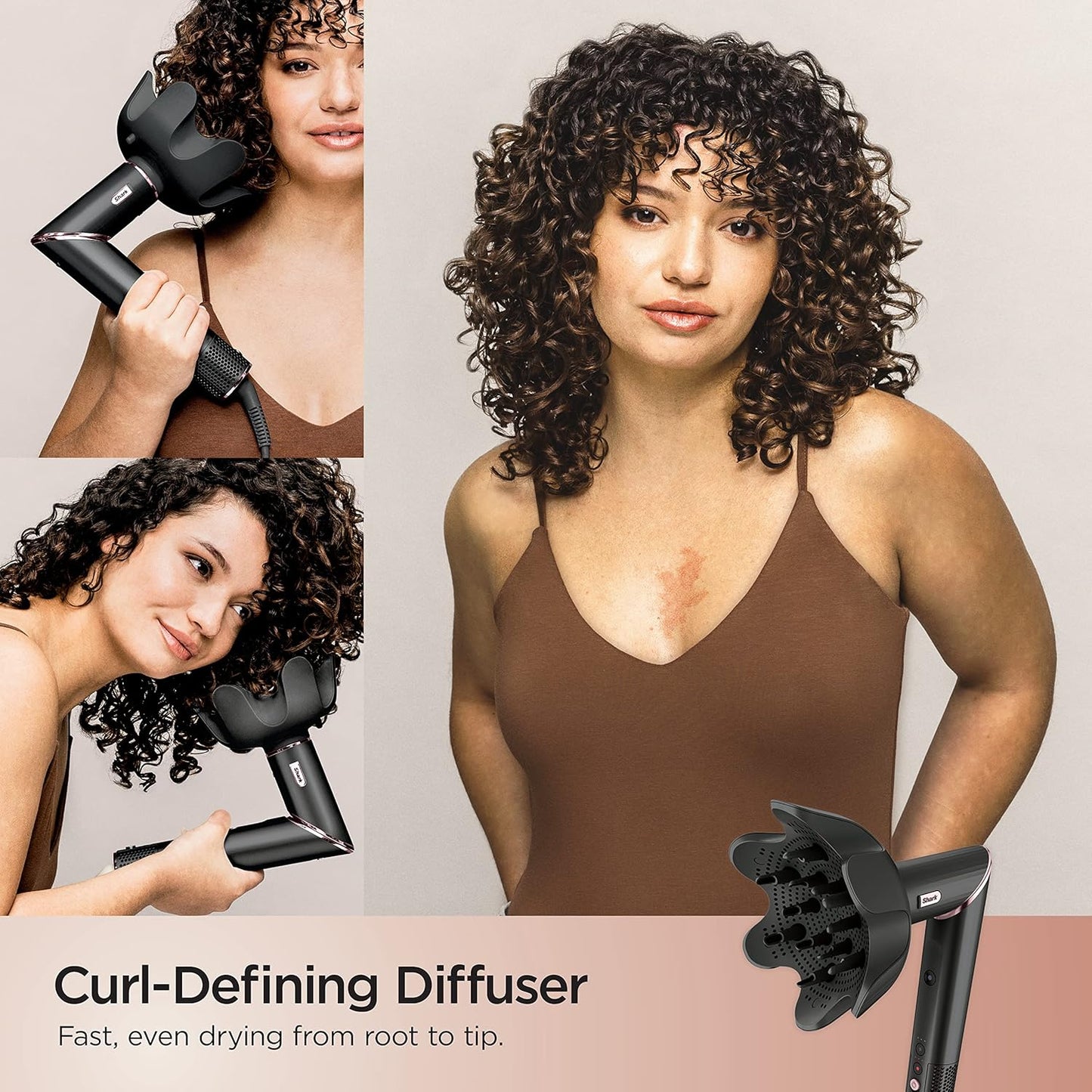 Shark Hair Dryer | Portable & Powerful  6 Styling Tools | Best for All Hair Types | Black |
