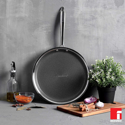 Bergner Hitech Prism 2.0 Non-Stick Stainless Steel Dosa Tawa | 28cm | Induction Base |