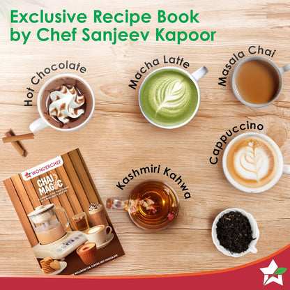 Wonderchef Chai Maker | Fully Automatic | Tea & Cappuccino Maker | 500 ML | 2 Year Warranty | - Infinia Home and Kitchen