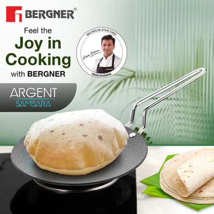 Bergner Argent Samsara Triply Stainless Steel roti Tawa | 26 cm | Induction Compatible |