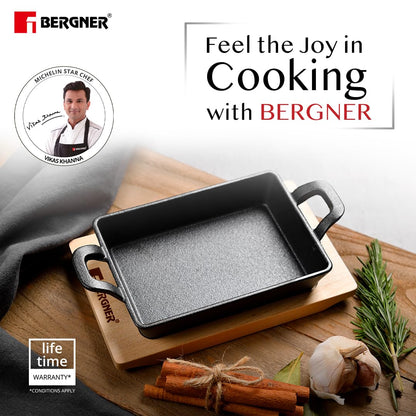 Bergner Mini Cast Iron Baking Pan | Rectangle | Black |