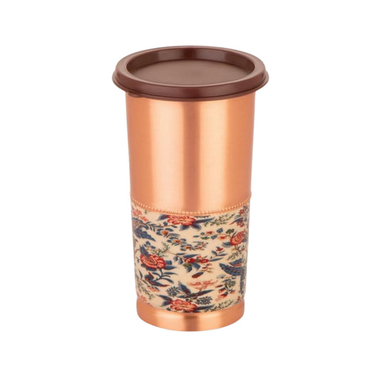 Attro Swara Copper Tumbler with Lid | 400 ml | Pure Copper | Durable & Stylish |