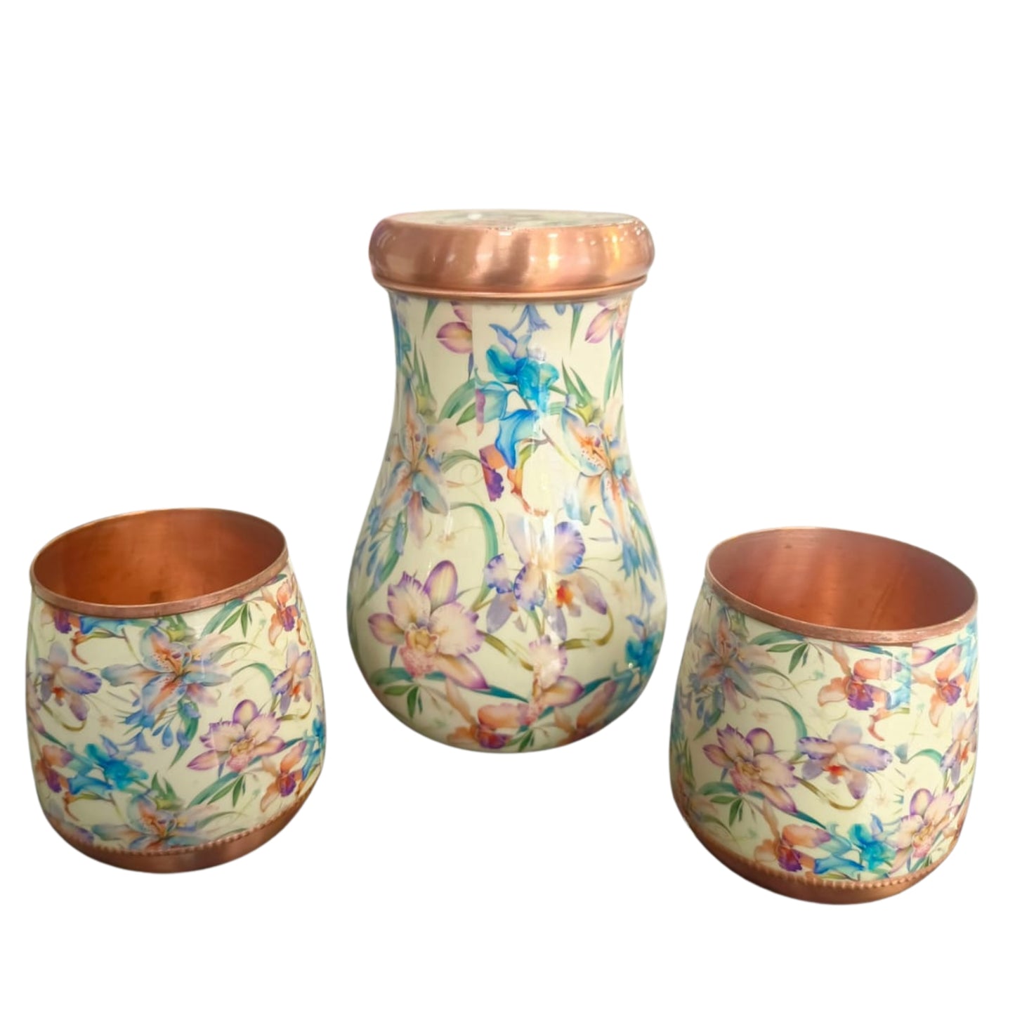 Buy Attro Copper Kalash Pot with Lid with 2 Matching Glasses | Daily Use |