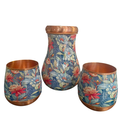Buy Attro Copper Kalash Pot with Lid with 2 Matching Glasses | Daily Use |
