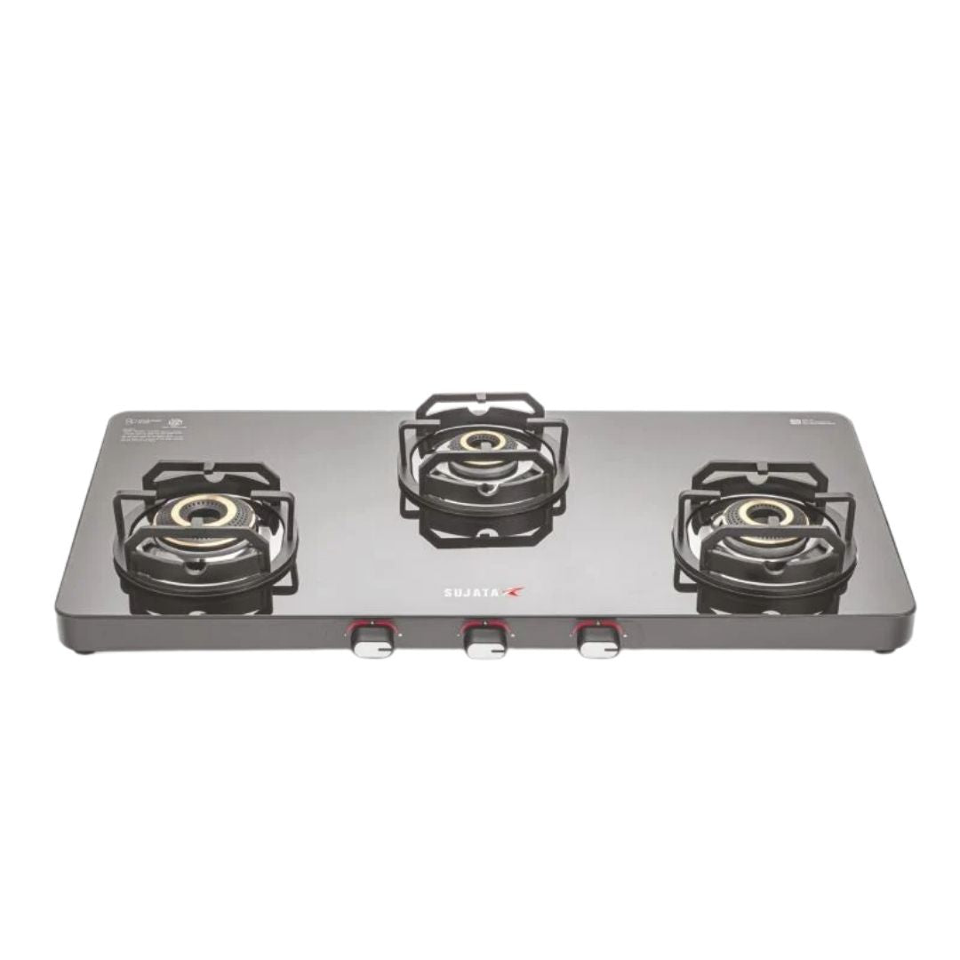 Sujata Premium Stellar Gas Stove |  Heavy Duty Brass Burners & Strong Pan Support | Long Lasting Performance |