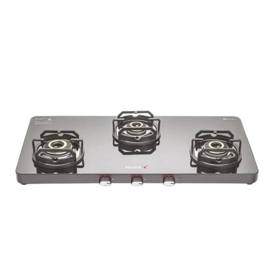 Sujata Premium Stellar Gas Stove |  Heavy Duty Brass Burners & Strong Pan Support | Long Lasting Performance |