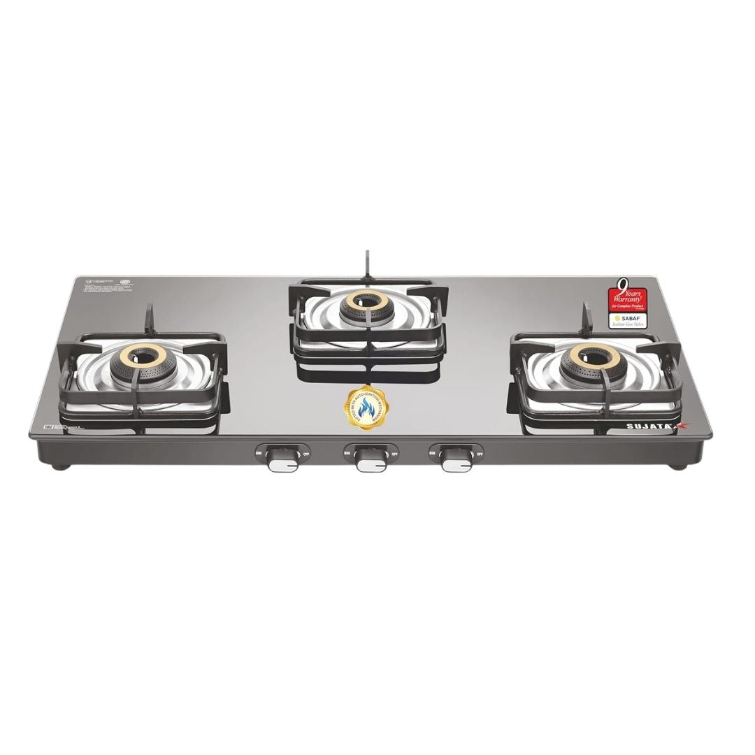 Sujata Classic Gas Stove | Auto Ignition | 9 Year Warranty | ISI Certified | Jumbo Brass Burner |