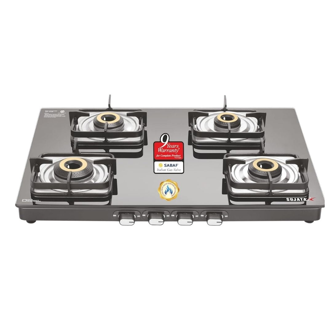 Sujata Classic Gas Stove | Auto Ignition | 9 Year Warranty | ISI Certified | Jumbo Brass Burner |