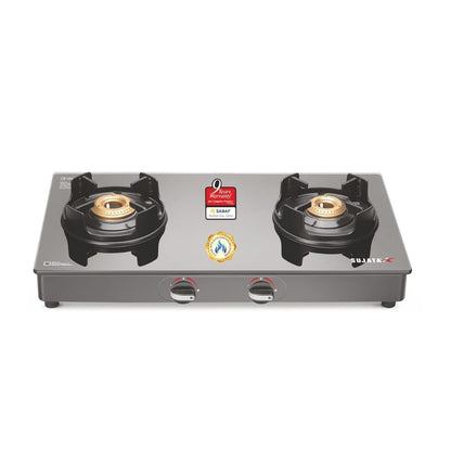 Sujata Deluxe Auto Ignition Gas Stove | 9 Year Warranty | SABAF | ISI Certified | LPG & PNG Compatible | Brass Burner |