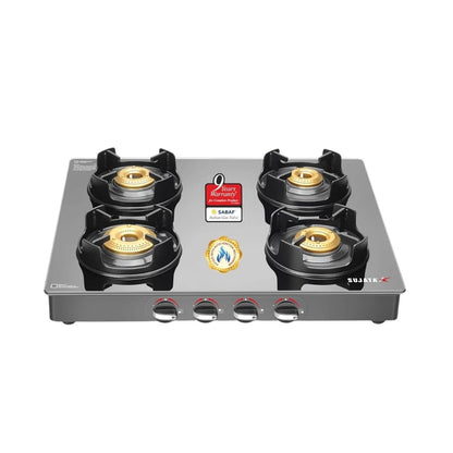 Sujata Deluxe Auto Ignition Gas Stove | 9 Year Warranty | SABAF | ISI Certified | LPG & PNG Compatible | Brass Burner |