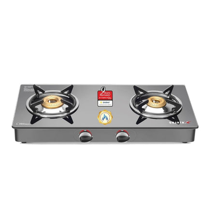 Sujata Standard Auto Ignition Gas Stove | 9 Years Warranty | ISI Certified | Toughened Glass Top