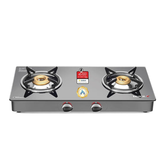 Sujata Standard Auto Ignition Gas Stove | 9 Years Warranty | ISI Certified | Toughened Glass Top
