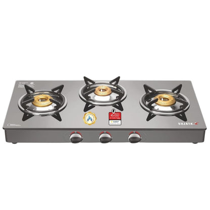 Sujata Standard Auto Ignition Gas Stove | 9 Years Warranty | ISI Certified | Toughened Glass Top